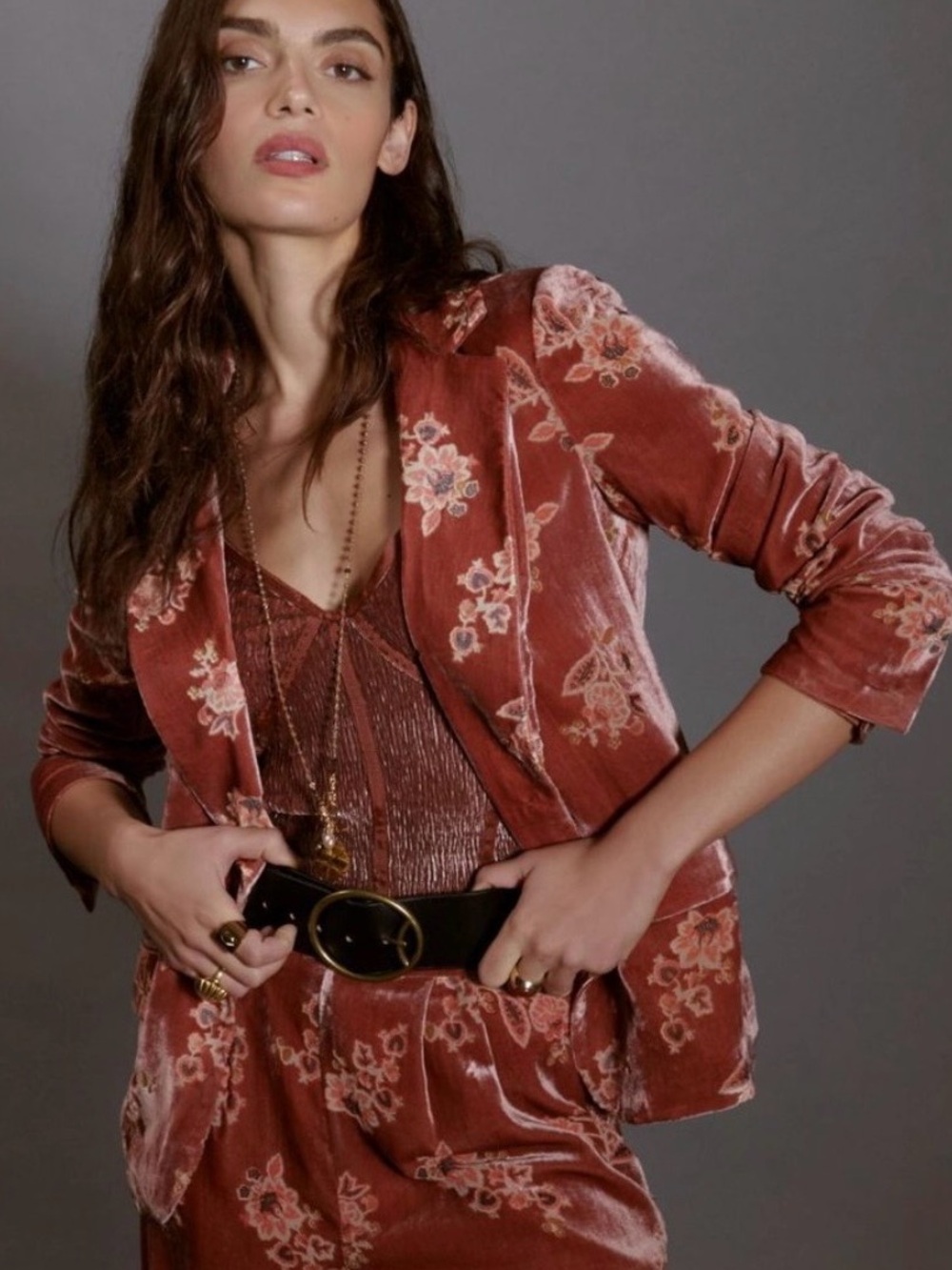 Anthropologie Hutch Floral Burnout Velvet Blazer Size Large